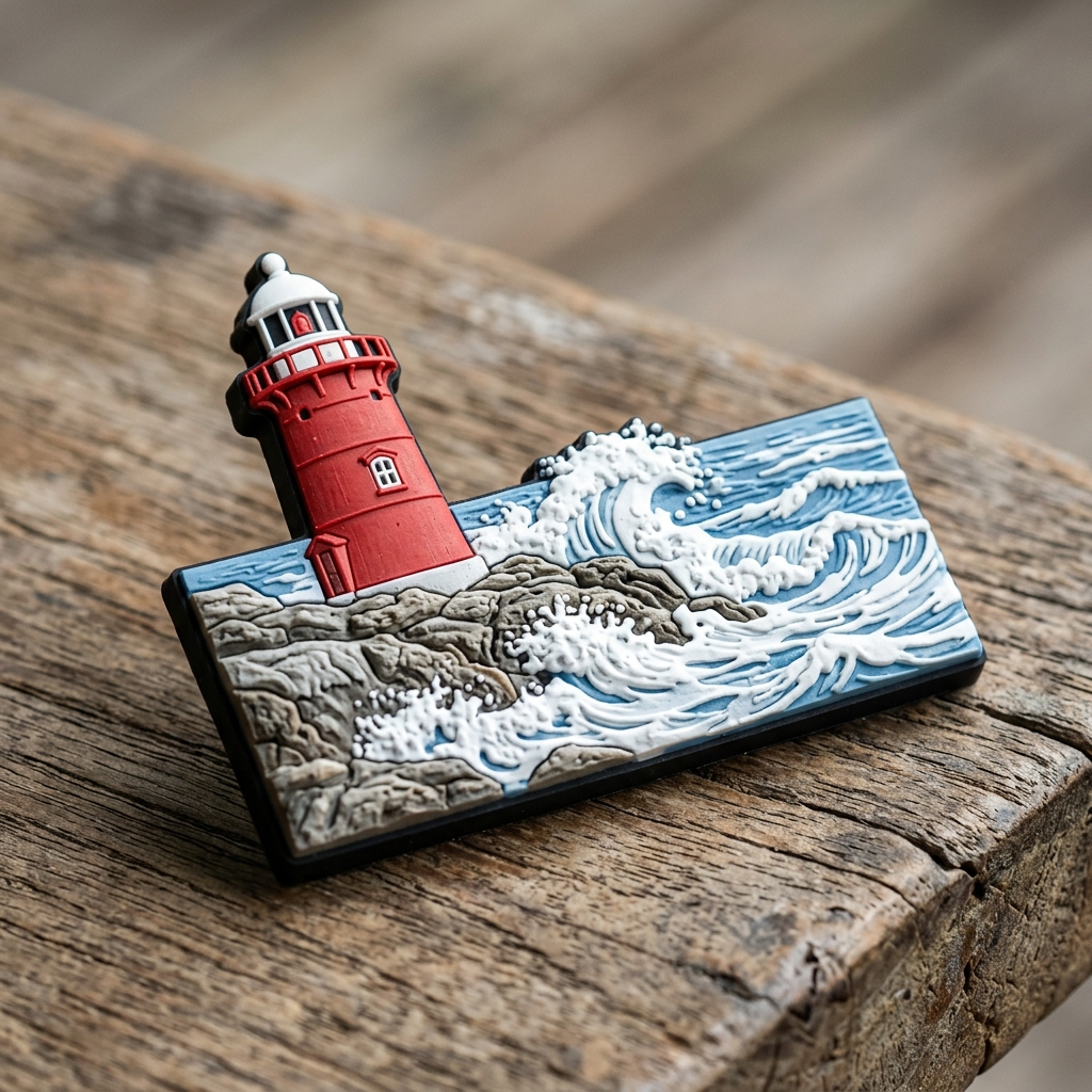 Scandinavian Coast Lighthouse and Ocean Waves 3D Magnet
